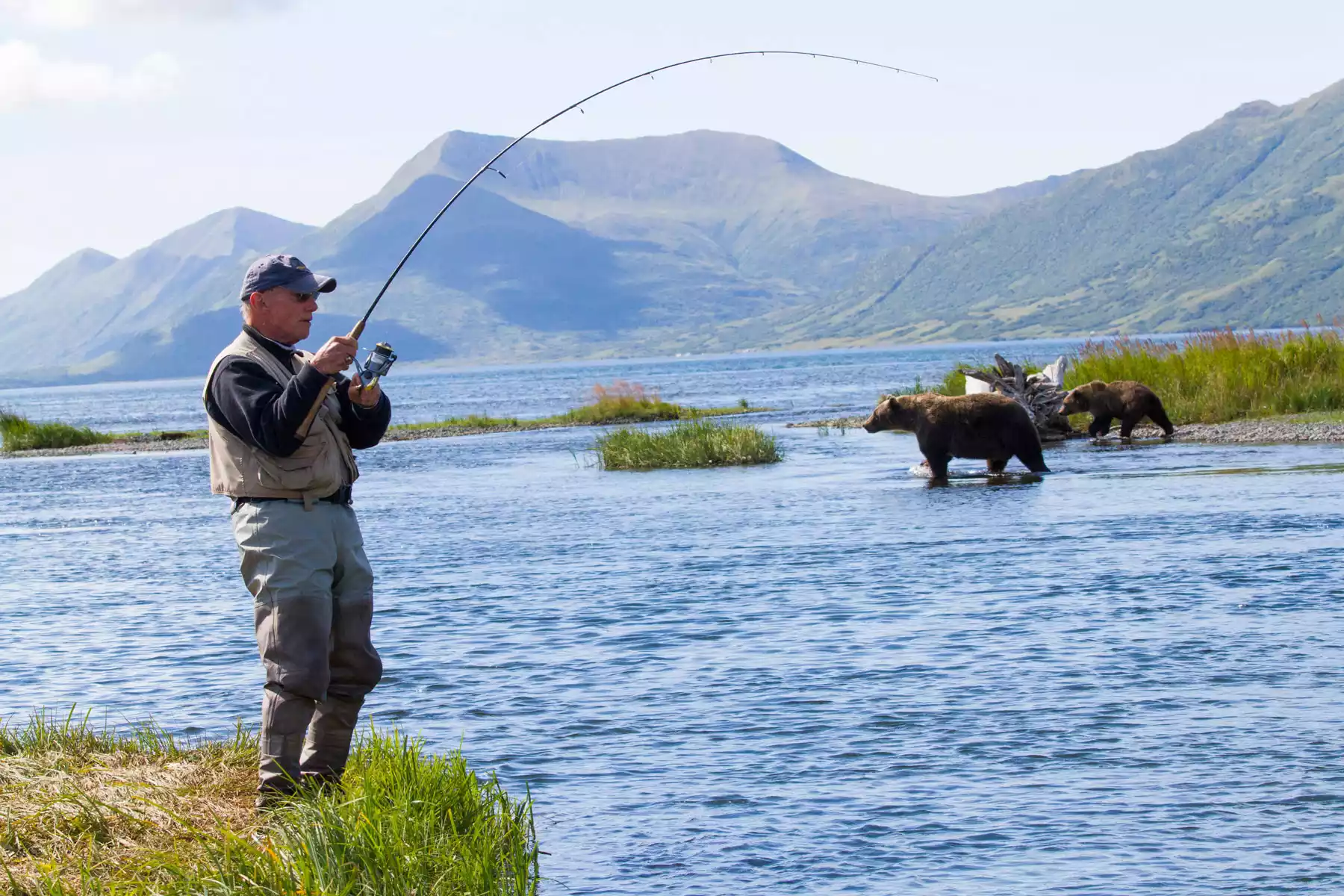 Alaska fishing adventure scenery at sunrise