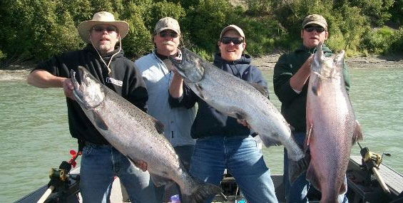 Fishing tour group enjoying an Alaska guided fishing trip